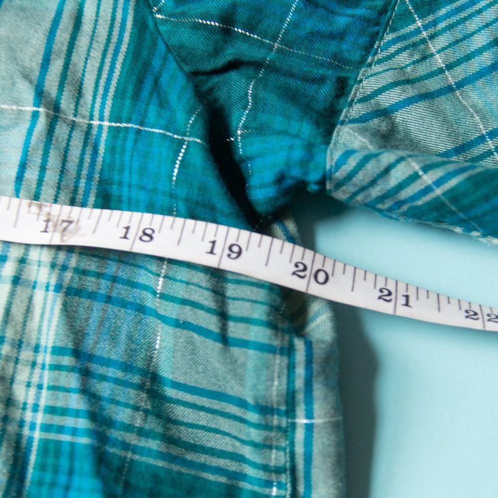 Victoria's Secret Turquoise Blue Plaid Short Sleeve Shorts Pajama Set Size Small - Picture 5 of 11